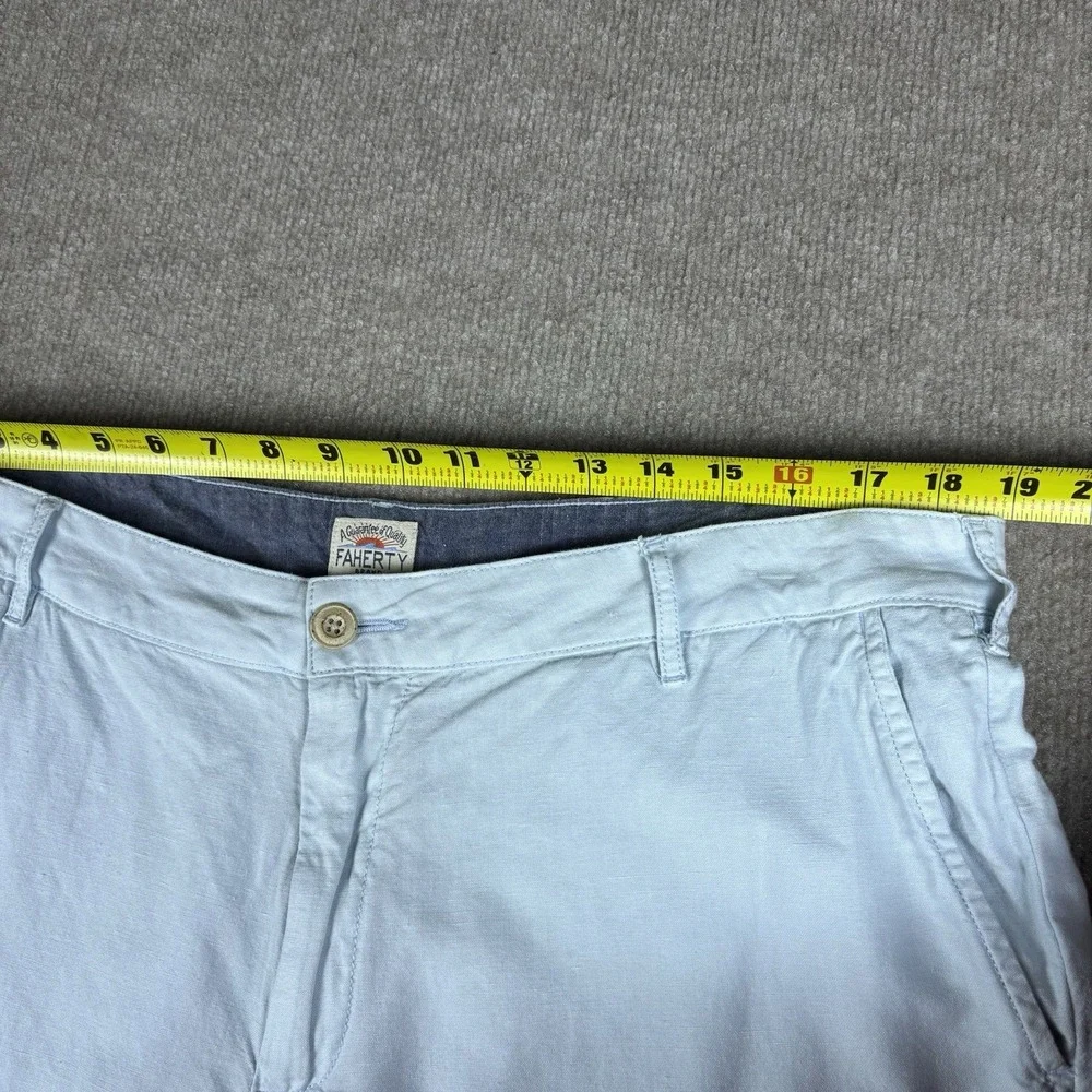 Faherty Brand Men's Light Blue Linen Blend Chino Shorts Size 36 Casual Beach